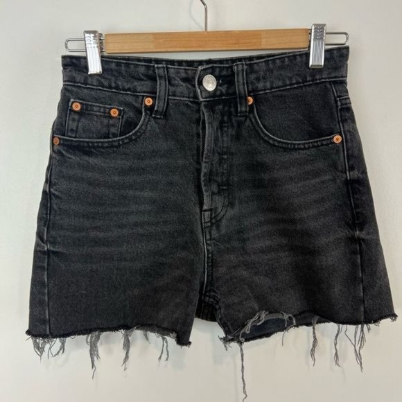 Zara Pants - Zara Black Faded Distressed Grunge Denim Jean Shorts Pockets Women’s 2 Cut Off